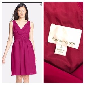 Donna Morgan silk chiffon Jessie dress magenta Sz2